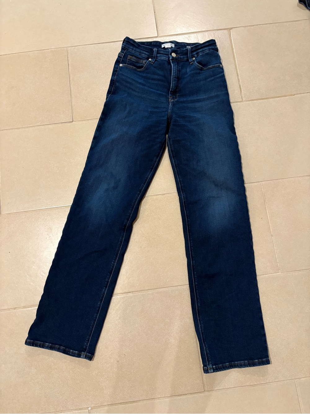 Good American Good True Straight Jeans | High-Rise Dark Wash Denim | Size 8/29